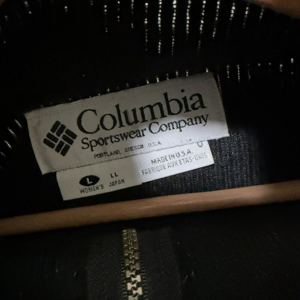 Columbia Chenille Fleece Cardigan Jacket Black Drawstring Waist Mock Neck Medium - Picture 8 of 12